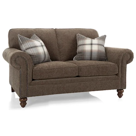 Traditional Loveseat with Rolled Panel Arms